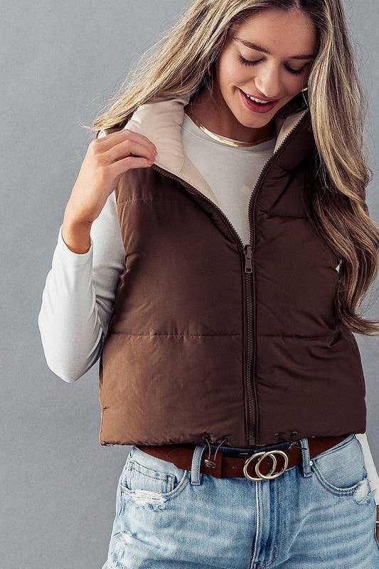 REVERSIBLE CROPPED PUFFER VEST