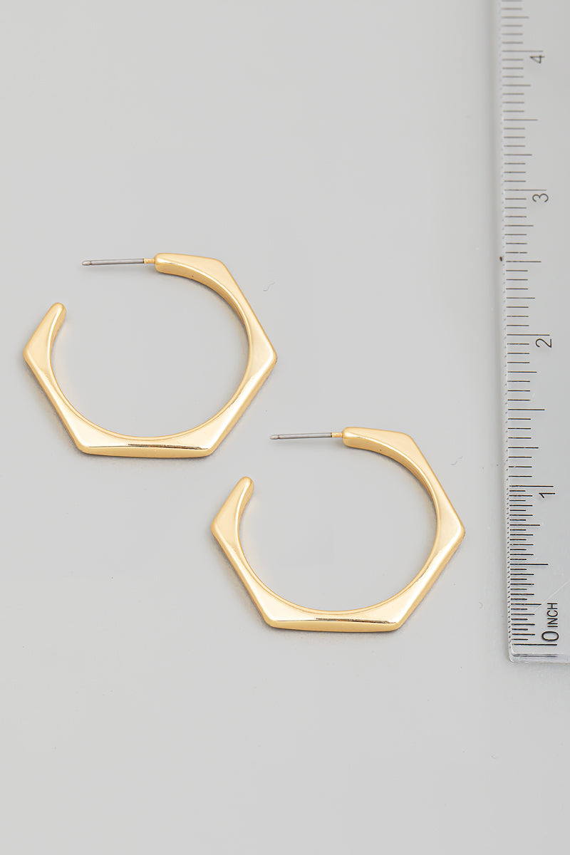 Hexagon Hoop Earrings