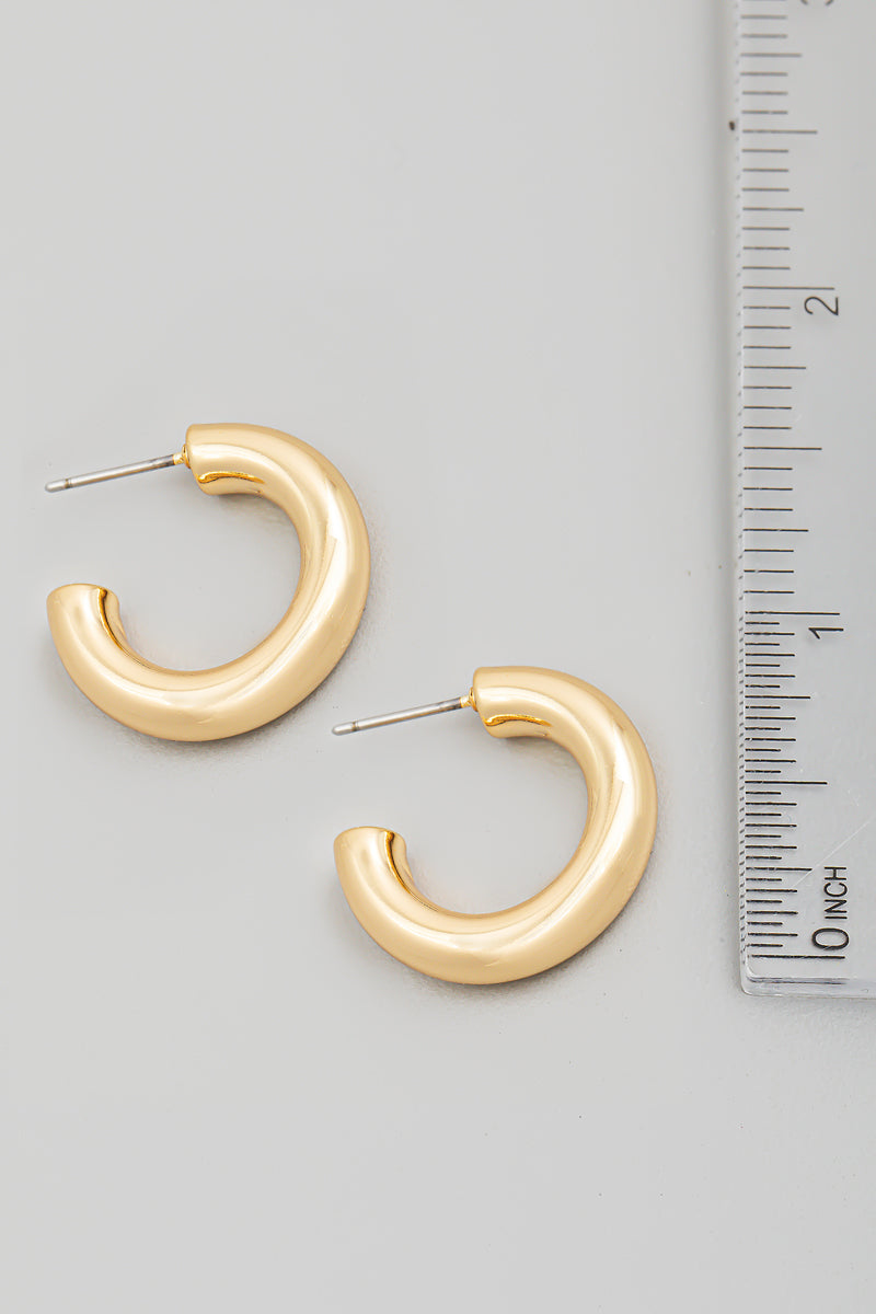 Small Smooth Open Huggie Earrings