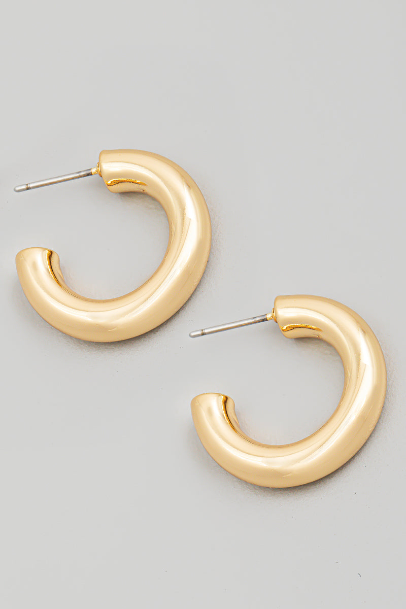 Small Smooth Open Huggie Earrings
