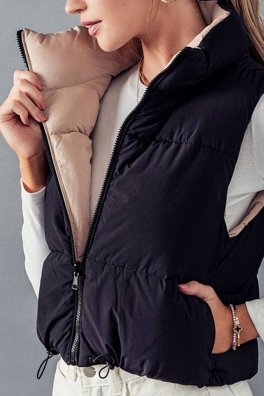 REVERSIBLE CROPPED PUFFER VEST