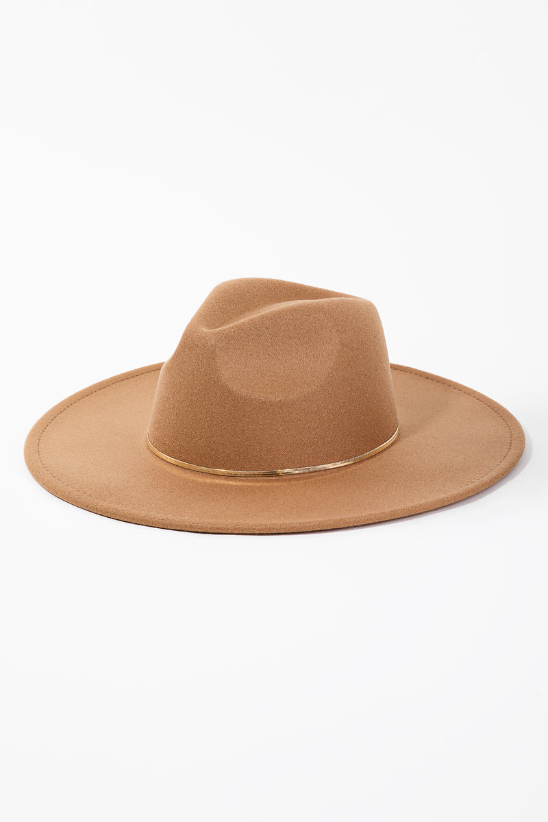 Flat Brim Herringbone Chain Fedora Fashion Hat