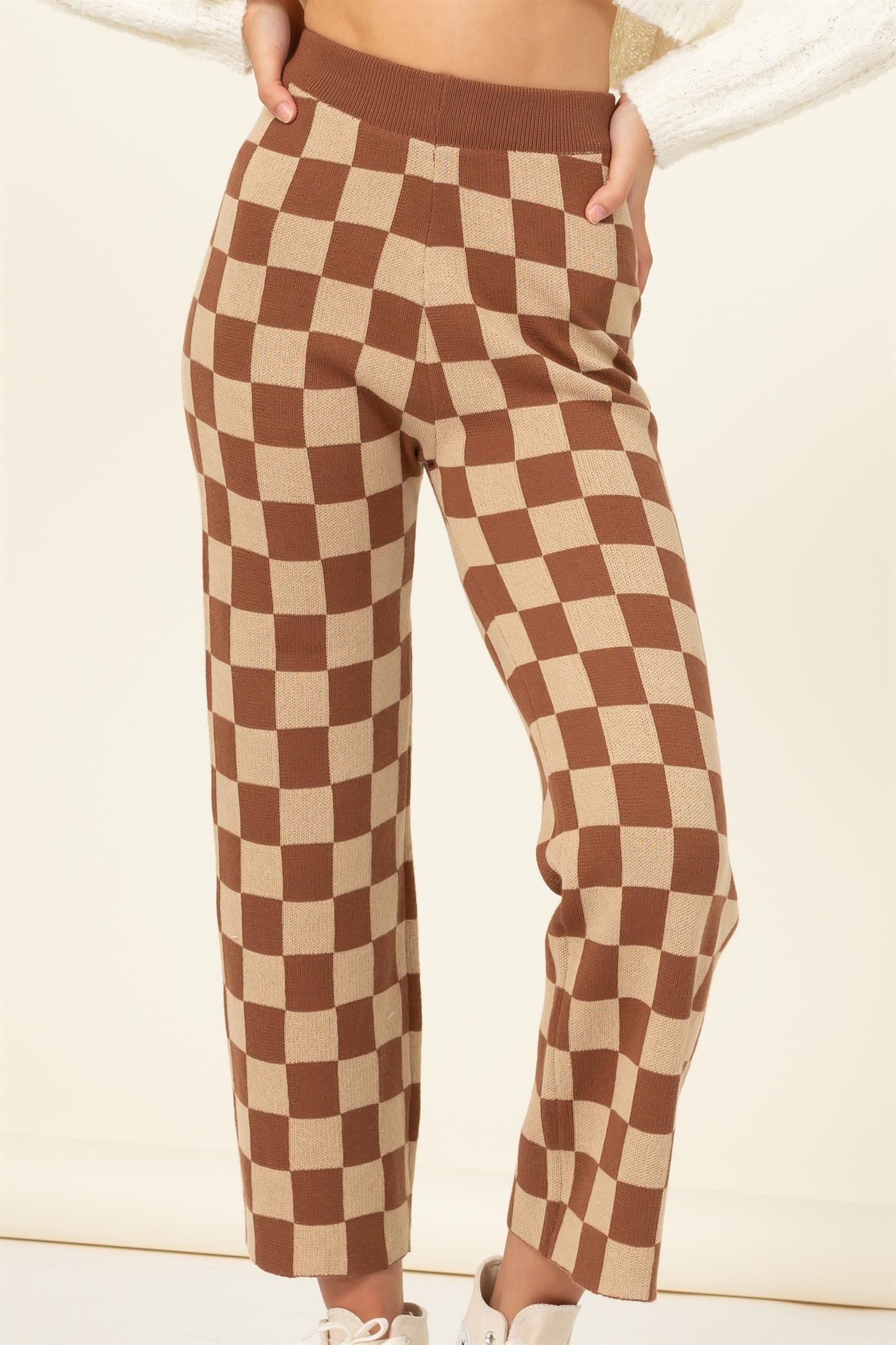 STYLE STRIKE CHECKERED PATTERN PANTS
