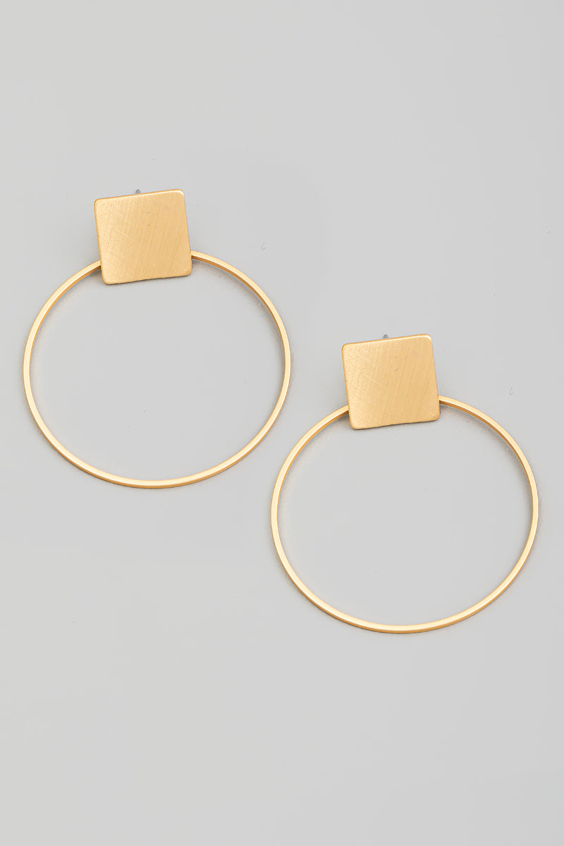 BE HERE OR BE SQUARE HOOP EARRINGS