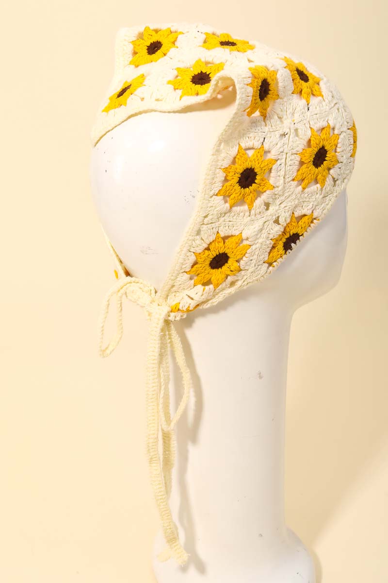 Crochet Flower Hair Scarf Head Band