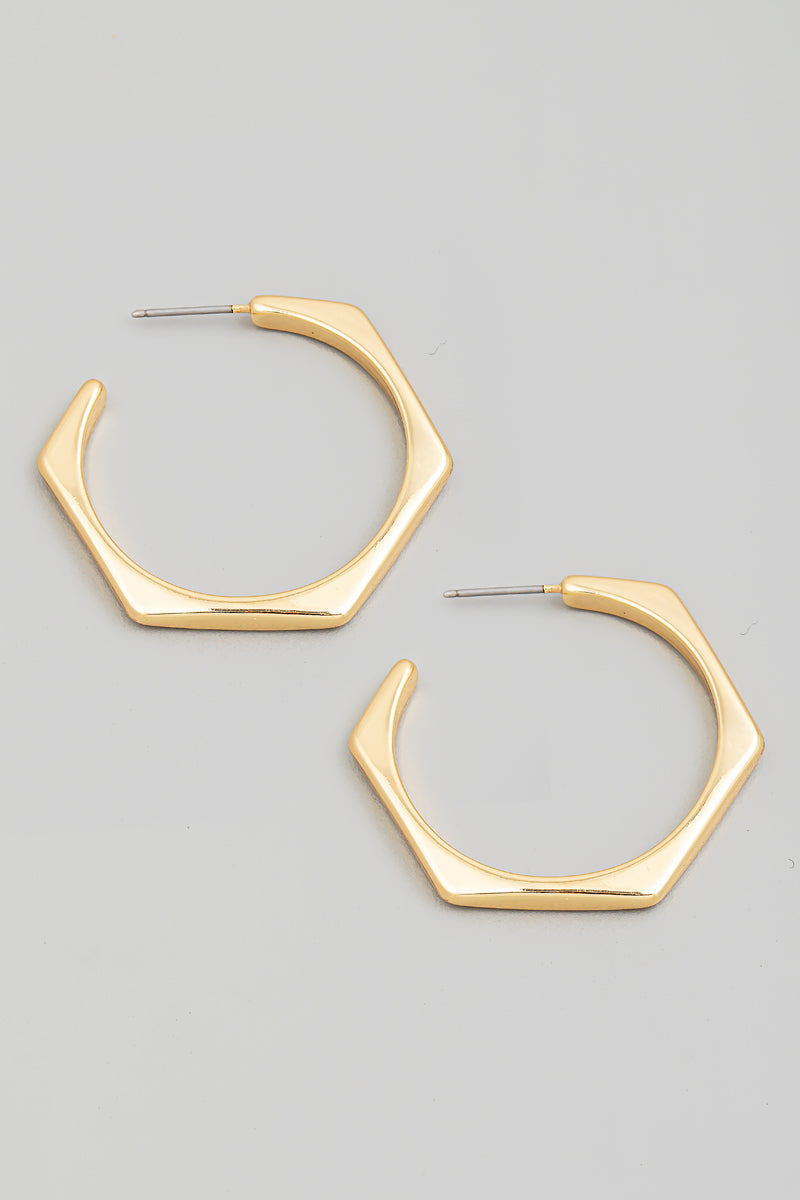 Hexagon Hoop Earrings