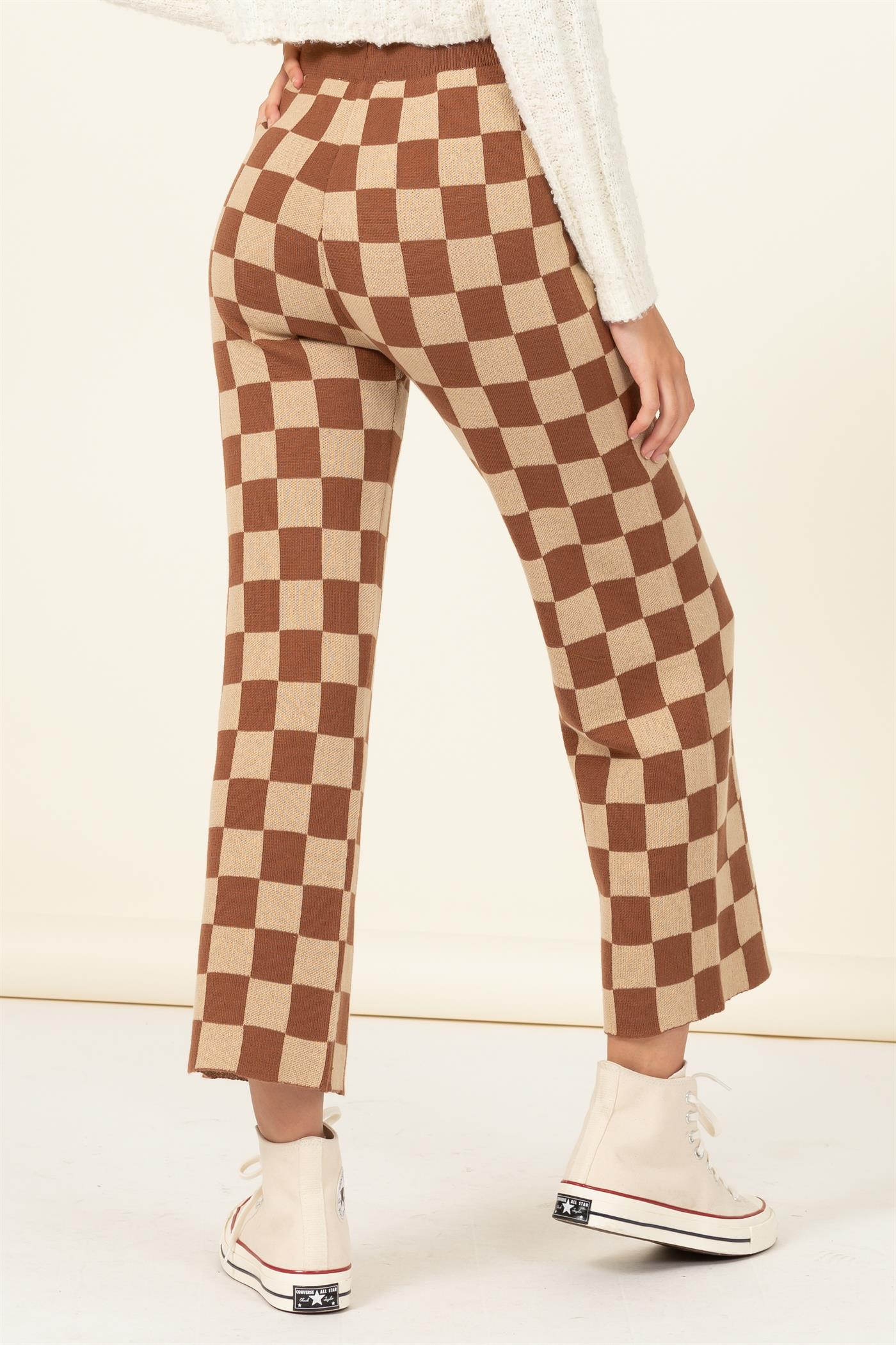 STYLE STRIKE CHECKERED PATTERN PANTS