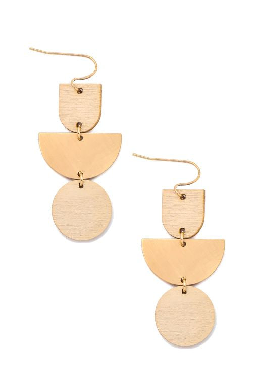 Geo Tiered Wood Drop Earrings