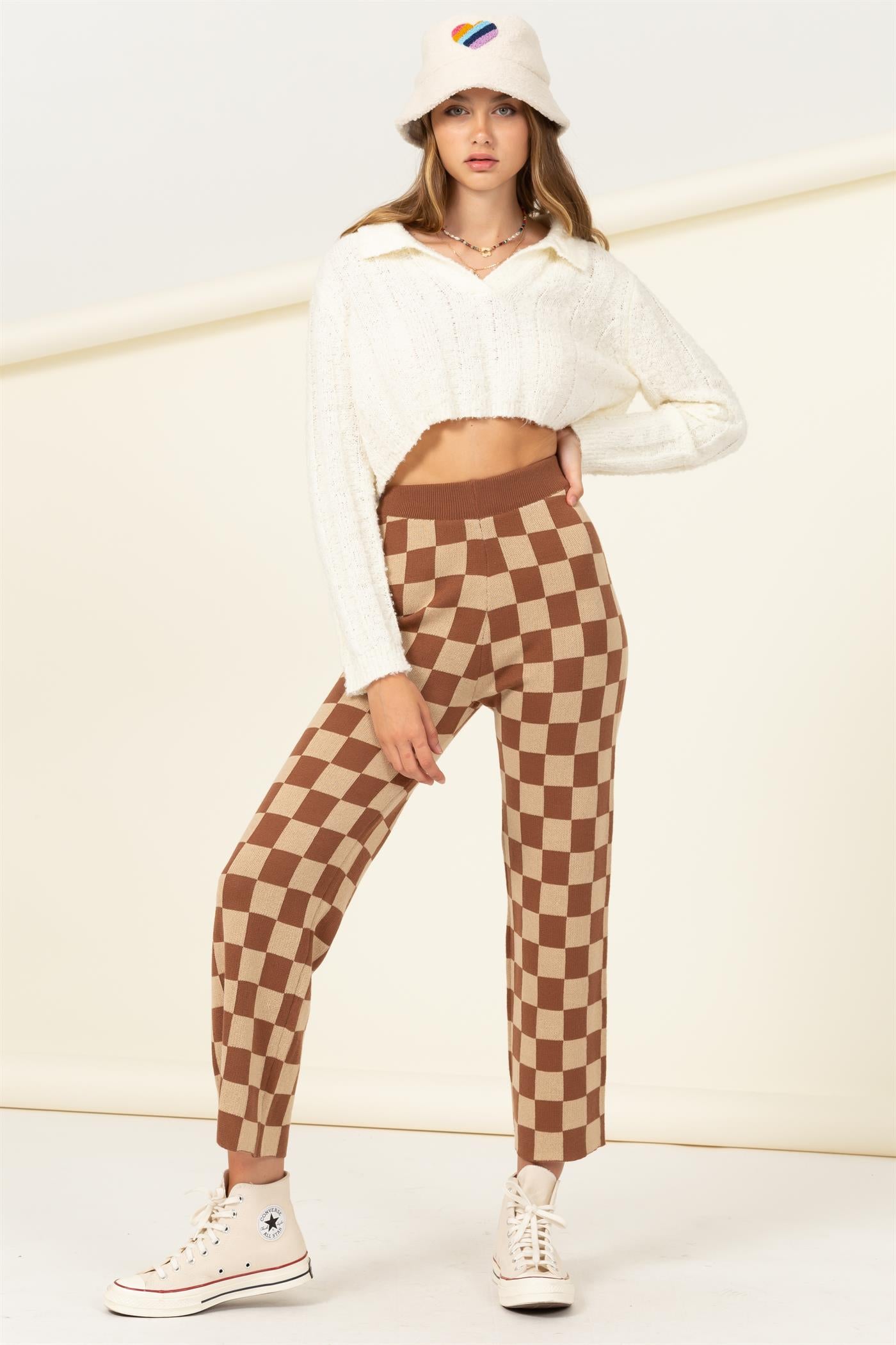 STYLE STRIKE CHECKERED PATTERN PANTS