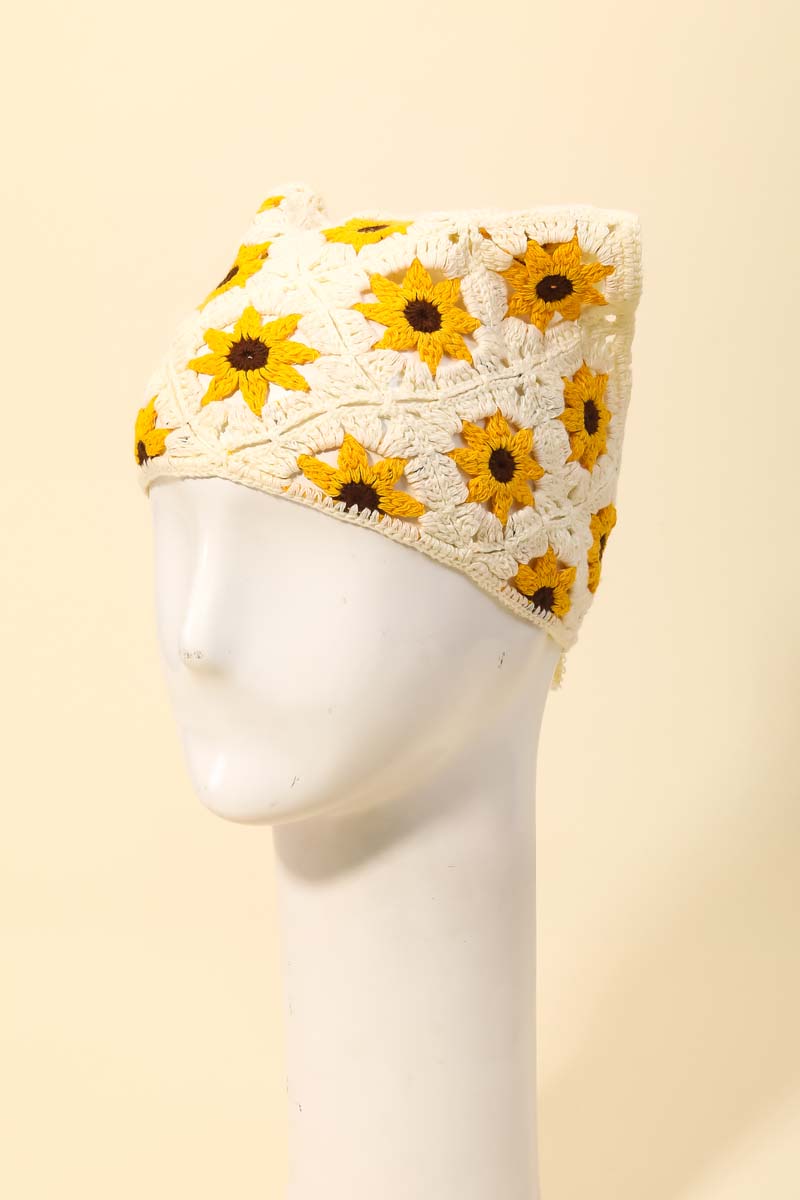 Crochet Flower Hair Scarf Head Band