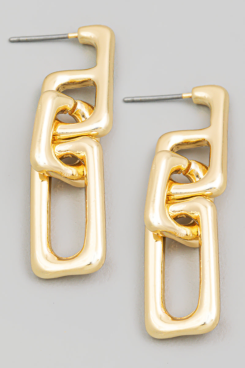 LINKED UP RECTANGLE CHAIN LINK EARRINGS