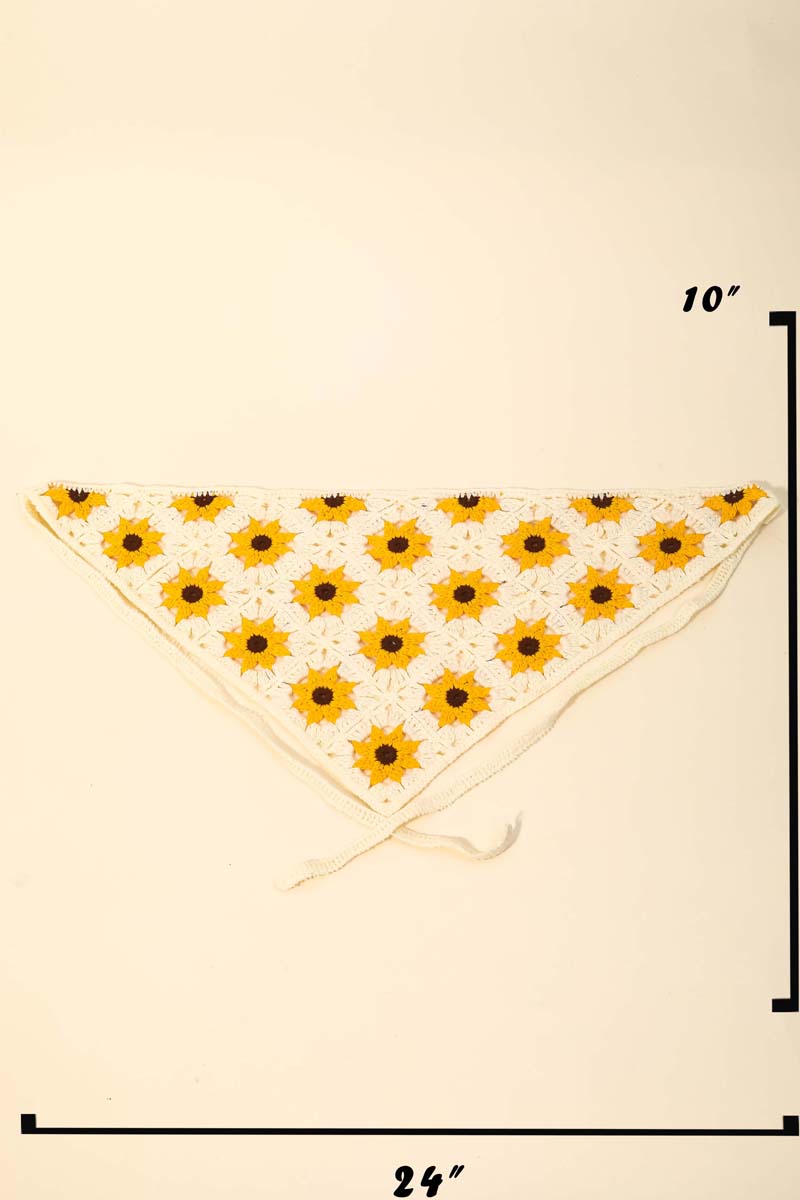 Crochet Flower Hair Scarf Head Band
