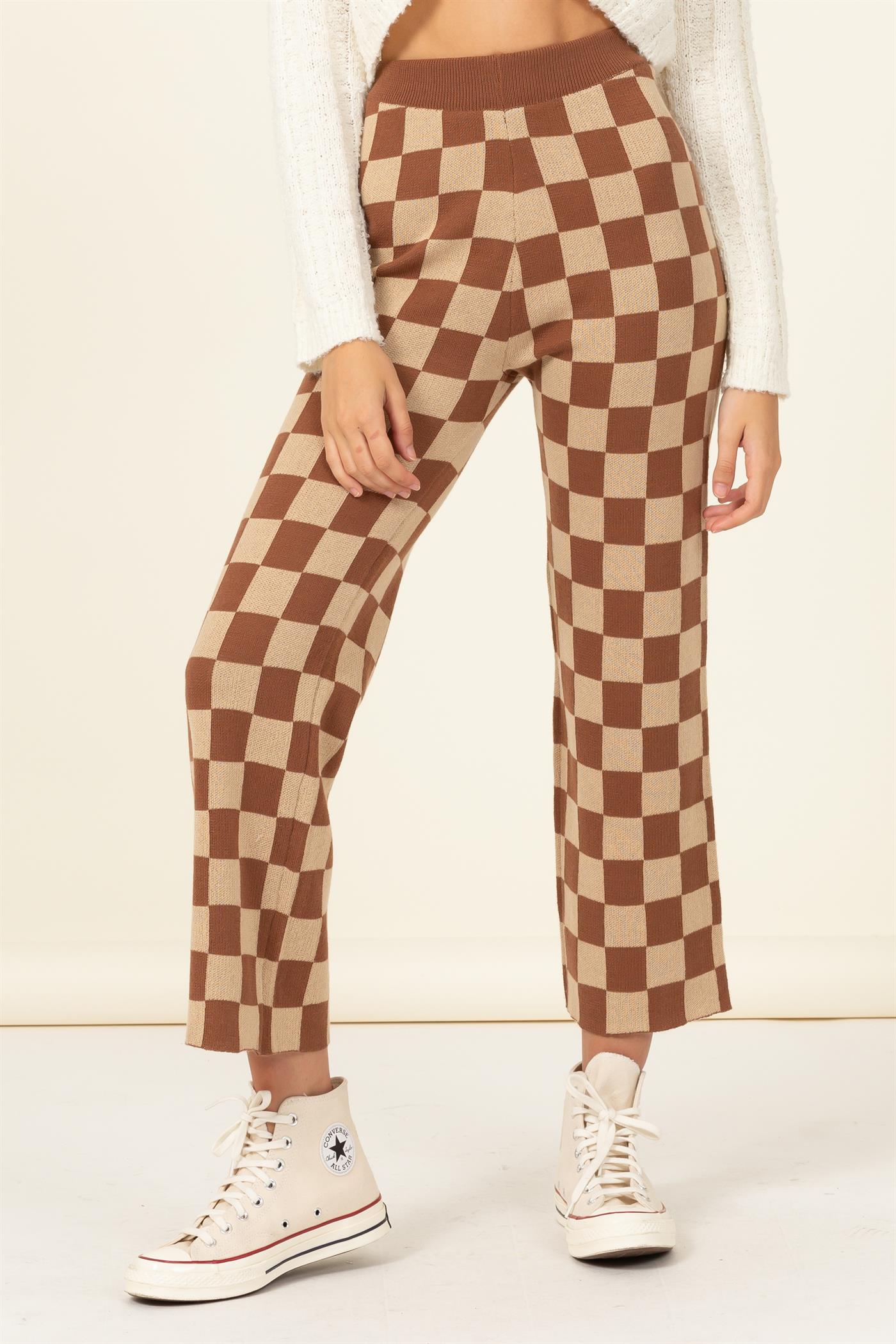 STYLE STRIKE CHECKERED PATTERN PANTS