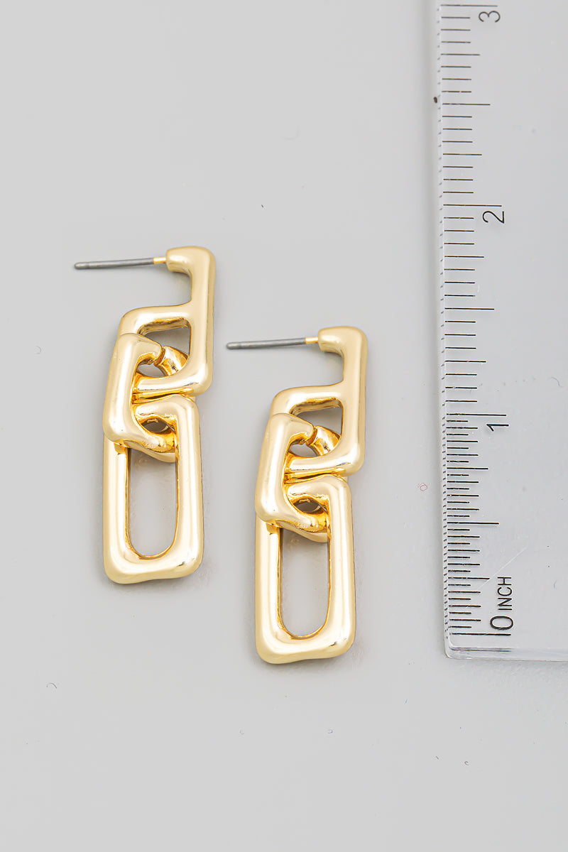 LINKED UP RECTANGLE CHAIN LINK EARRINGS